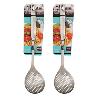 GOZENBO 御膳坊 厚匠 304鍋緣可掛漏杓, 銀色, 2支