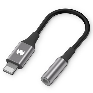 구스페리 라이트닝 8핀 아이폰 이어폰 변환젠더 3.5mm, 13cm, 다크 그레이, 1개