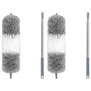 葉子小舖 加長伸縮桿除塵撢, 伸縮桿 灰色 + 白色, 2支