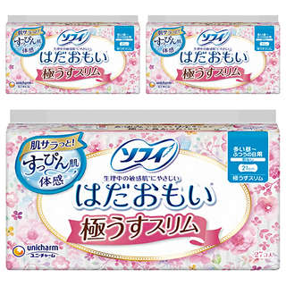 SOFY 蘇菲 日本原裝進口 敏感肌極輕薄衛生棉 日用量多 無翼型, 21cm, 27片, 3包