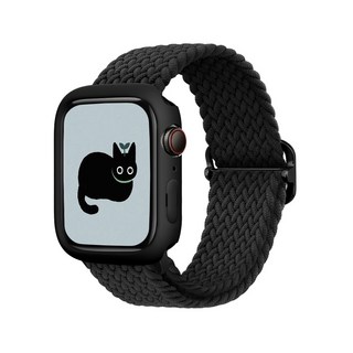 케이안 브레이드 솔로 루프 니트 밴드 스마트워치 스트랩 45mm, 블랙