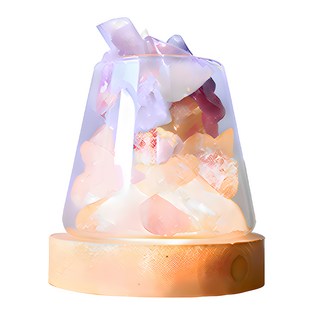 ZHENWO 富士山水晶擴香鹽燈, 手工打磨水晶, 搭配USB電線, 杯身10 x 10cm, 紫水晶