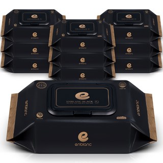 앙블랑 블랙 아기물티슈 캡형, 78g, 70개입, 10개