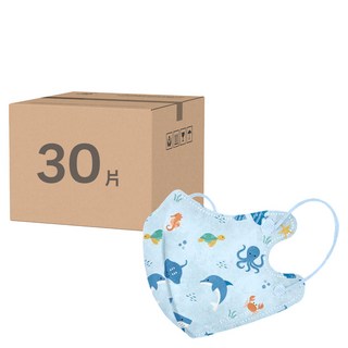 康菲 幼幼3D醫療口罩 1~3歲, 30片, 海底樂園 藍色, 1盒