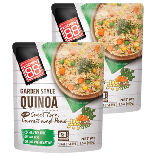 Kitchen88 田園風味即食藜麥, 含甜玉米、胡蘿蔔和豌豆, 無麩質, 無味精, 無防腐劑, 150g, 2包