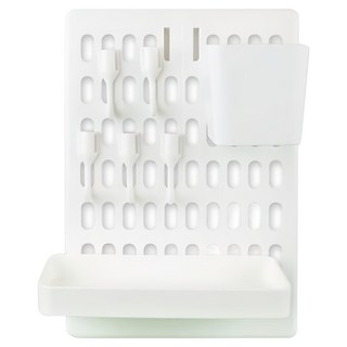 收納洞洞板組 長盒 + 方盒 + 掛勾5個, 白色, 1組