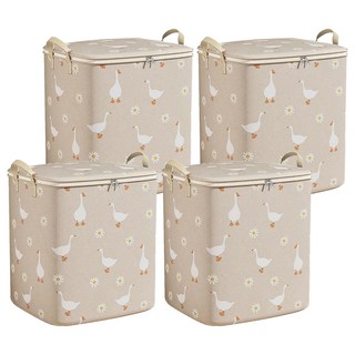 小鴨巨無霸換季衣物箱 拉鍊款 180L, 米鵝, 4個