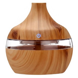 木紋香氛機 300ml 水氧機 七彩LED燈光 可換式棉棒, 003, 淺木紋