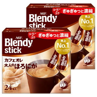 AGF Blendy 大人系微苦咖啡歐雷風味即溶飲品 深煎, 7.5g, 24條, 2盒