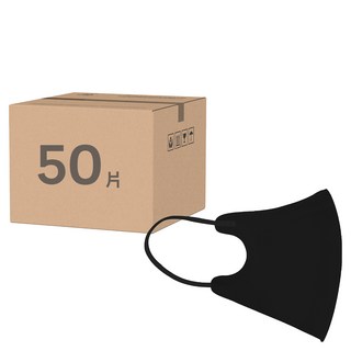 MITENXIN 天心生醫 3D成人立體醫療口罩 未滅菌, 50片, 1盒, 極夜黑