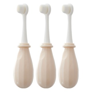 KU.KU Duckbill 酷咕鴨 極細兒童萬毛牙刷 呵護寶寶牙齦 深入清潔牙縫, 米杏色, 1入, 3支