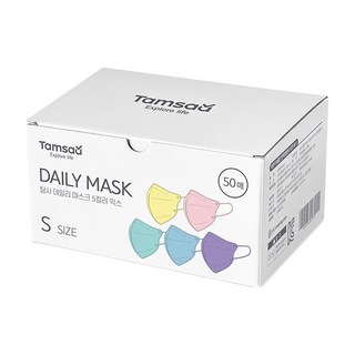 Tamsaa 日常鳥嘴型立體口罩 韓國製 S 50片, 粉色 + 藍色 + 薄荷色 + 紫色 + 米色, 1盒