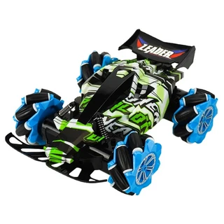 AJ18麥克納姆輪酷炫特技遙控車 全方位特技 2.4G對頻 充電電池 持久耐用, C版綠色, 1個