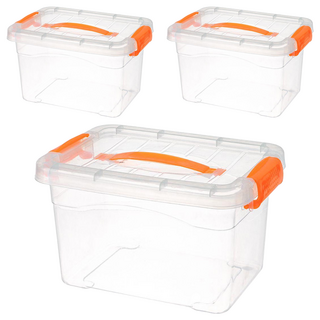 德利生活 22L 堅固耐用收納箱 帶密封蓋設計, 42 x 29 x 23cm, 透明, 3個