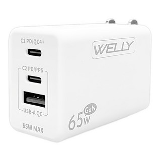 POLYBATT 氮化鎵超快速充電器 65W, 白色, 1個