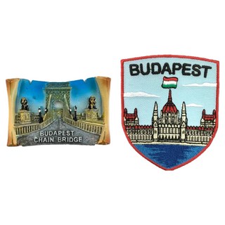 A-ONE 匯旺 匈牙利布達佩斯 賽納河 塞切尼鏈橋冰箱磁鐵+布達佩斯刺繡徽章【2件組】c90+230, 1組