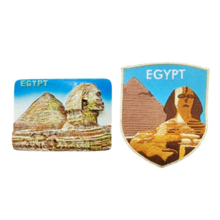 A-ONE 匯旺 埃及人面獅身吉薩金字塔造型立體磁鐵+埃及 金字塔布標【2件組】c42+277, 1組, Multicolor combination, 7.5 x 6 cm