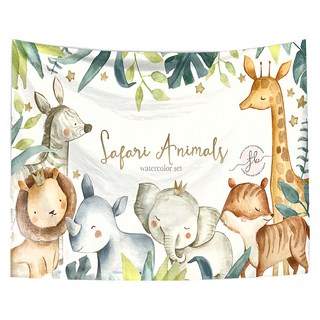 半島良品 居家裝飾掛布 附無痕釘2個 + 倒鉤夾2個, 動物園, 1件