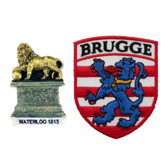 A-ONE 匯旺 比利時滑鐵爐立體磁鐵+布魯日徽章布標【2件組】c196+108, 1組, 磁鐵:1.77 x 2.72inches，布藝徽章:2.5 x 3.1inches