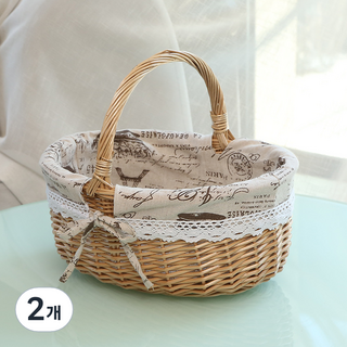 All High攜帶式原木野餐籃 小, 05 英文布, 2個
