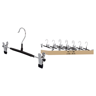 葉子小舖 不鏽鋼防滑衣褲夾, 黑色, 10個