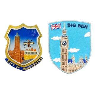 A-ONE 匯旺 英國曼彻斯特冰箱磁鐵 + 英國倫敦大笨鐘 Big Ben立體繡貼 Set, 英國曼彻斯特 + 倫敦大笨鐘