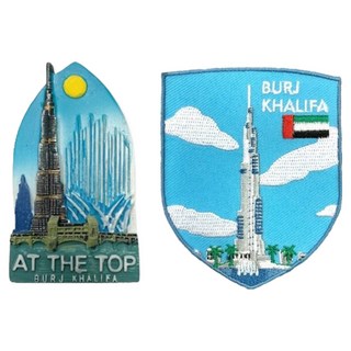 A-ONE 匯旺 杜拜塔冰箱磁鐵 + UAE 杜拜哈利法塔皮夾徽章, 杜拜塔 + 杜拜哈利法塔