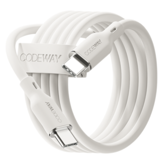 CODEWAY PALLET系列 100W PD USB-C to USB-C 傳輸線, 20cm, 白色, 1條