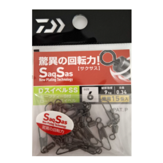 Daiwa 旋轉連結環 D SWIVEL SS T S SNAP + 釣魚連結器 防纏繞 堅固耐用, #6, 15個, 1組