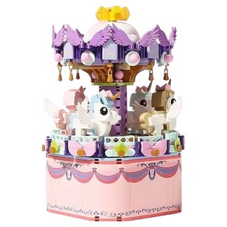 唯樂創想 八音盒迷你顆粒積木, 旋轉木馬 多色, 1盒