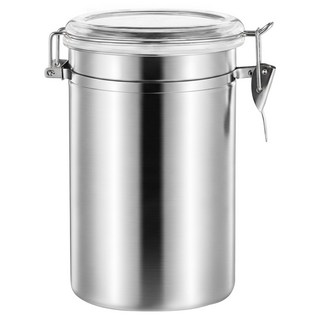 可視蓋不鏽鋼密封卡扣儲物罐 銀色, 1個, 1.2L