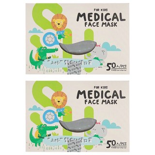 SH 上好生醫 兒童平面醫療防護口罩 未滅菌, 武士黑, 50片, 2盒