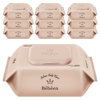 Bebeen 오리지널 플러스 영유아물티슈 캡형, 55g, 100개입, 10개