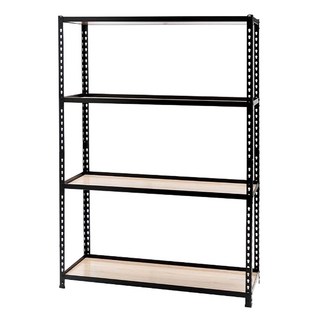 AMOS 免螺絲角鋼木板貨架 106 x 46 x 169cm 黑色, 四層