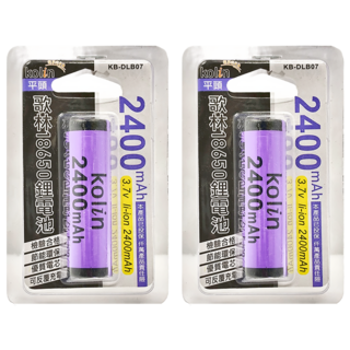Kolin 歌林 鋰電池2400毫安 平頭 KB-DLB07 68 x 18mm, 2個, 1入