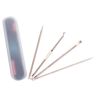 粉刺針4件套 Set, 10入，1入，PP+不鏽鋼材質, 1組, 橘紅色