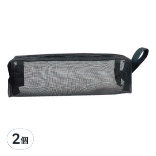 CCHING 青青文具 簡單生活 方形網紗筆袋, 黑色, 2個