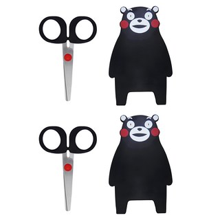 CANARY 長谷川刃物 熊本熊小剪刀 不鏽鋼ABS塑膠材質, 黑色 + 紅色, 2支