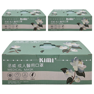 丞威 成人滿版醫療口罩, 森林綠, 30片, 3盒