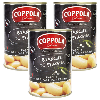 COPPOLA 柯波拉 義大利天然焗豆 (Bianchi Di Spagna)，無鹽，無麩質，適合沙拉、燉菜和義大利麵, 400g, 3罐