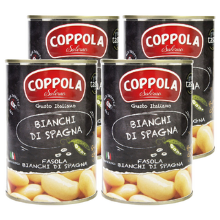 COPPOLA 柯波拉 義大利天然焗豆 (Bianchi Di Spagna)，無鹽，無麩質，適合沙拉、燉菜和義大利麵, 400g, 4罐