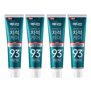 MEDIAN 麥迪安 93%強效淨白去垢牙膏 牙周護理 綠 有效清潔牙齒、牙齦和舌頭, 120g, 4條