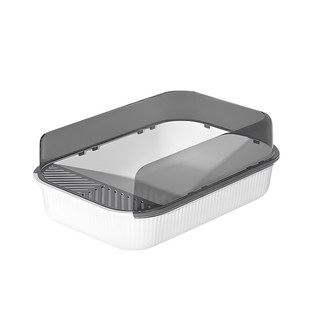 半封閉貓砂盆 瓷白色 PP材質 貓咪適用, 50.5 x 34 x 18cm, 1組