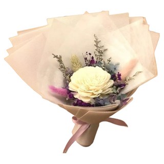 A-ONE 6cm 大白索拉玫瑰花紫色繡球花永生花束 乾燥花束 B款 Set, 1個