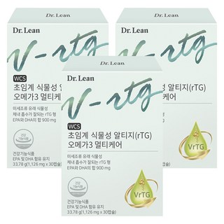 닥터린 초임계 식물성 알티지(rTG) 오메가3 멀티케어 33.78g, 30정, 3개