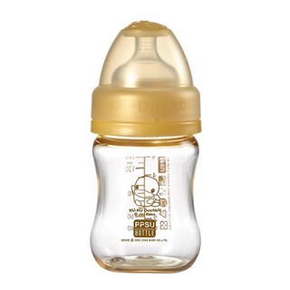 KU.KU Duckbill 酷咕鴨 PPSU寬口葫蘆奶瓶, 蜂蜜色, 140ml, 1入
