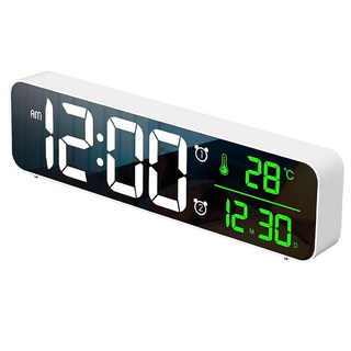 FRANCO 台暐 多功能LED顯示鬧鐘, 黑色底白色字綠色字鐘面 + 白色外框