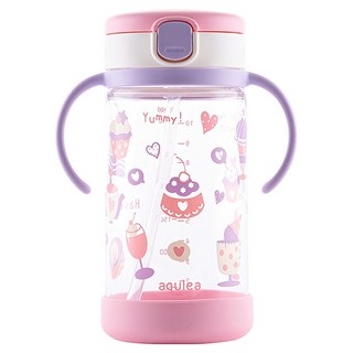 Richell 利其爾 AQ水杯 讓寶寶輕鬆掌握喝水技巧 全配件可拆洗消毒 密封性極佳, 320ml, 1個, 粉紅甜點