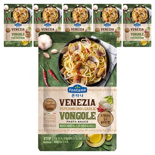 폰타나 베네치아 페페론치노 갈릭 봉골레 파스타소스 파우치, 100g, 6개