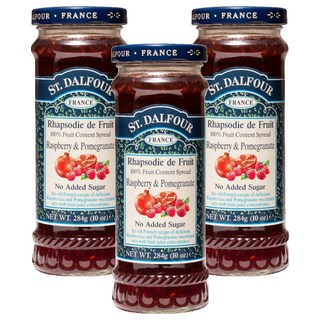 ST.DALFOUR 聖桃園 石榴覆盆莓果醬 無添加糖 法國進口, 284g, 3罐